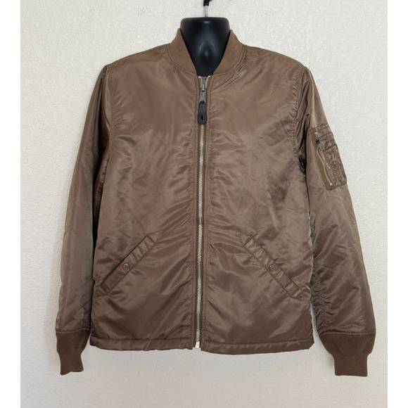 ALPHA INDUSTRIES MA-1 Bomber Jacket Large Faux Sherpa Lined Flight Aviator Olive - Picture 1 of 15